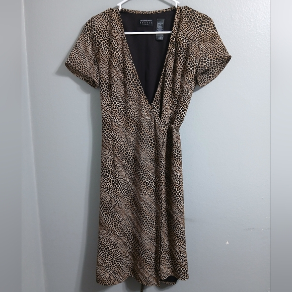 Liz Claiborne Elegant Brown Patterned Dress - Picture 11 of 12
